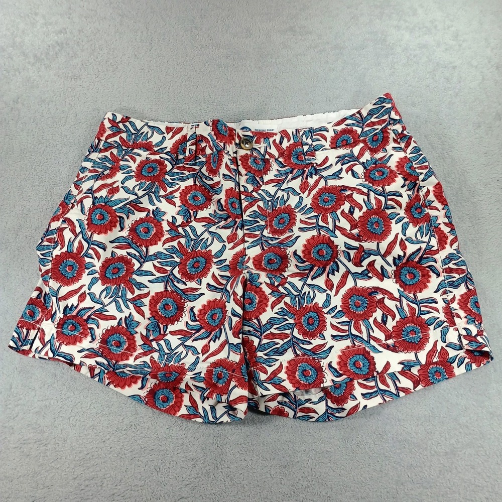 Old Navy‎ Women Everyday Short Red Blue Floral 10 Mid-Rise Cotton Stretch